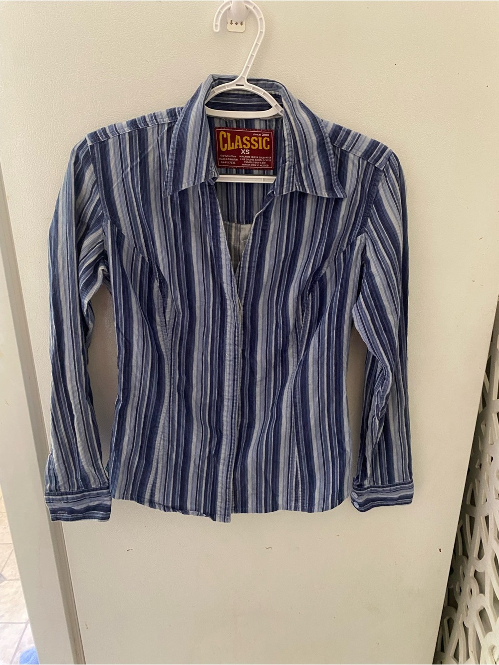 Classic Blue and White Striped Button-Up Shirt
